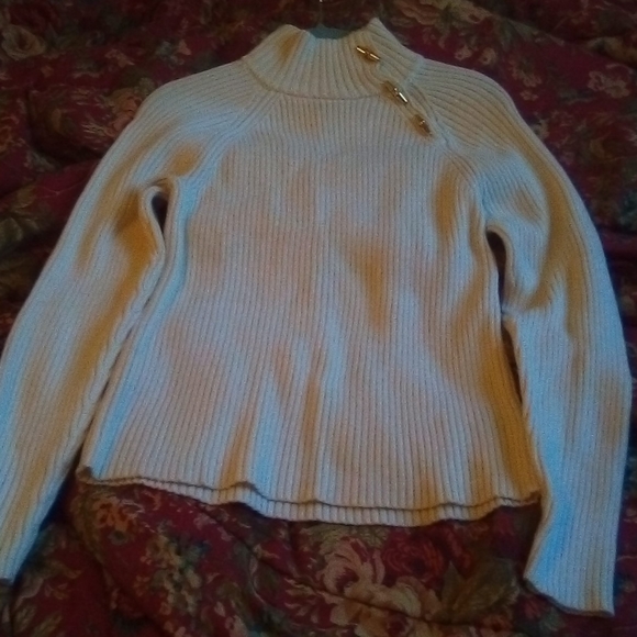 Ralph Lauren white ribbed turtleneck sweater sze L - Picture 4 of 8